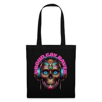 PROUD GAY RAVER - Cool Skull with Headphones! - Tote Bag - black - Front