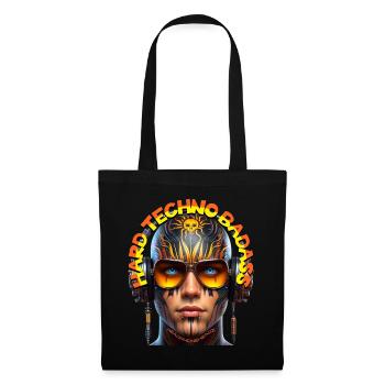 HARD TECHNO BADASS - Crazy Human with Headphones! - Tote Bag - black - Front