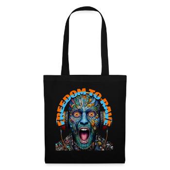 FREEDOM TO RAVE - Crazy Dude with Headphones! - Tote Bag - black - Front