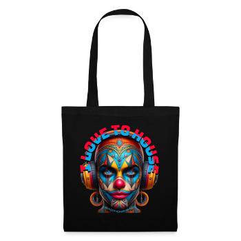 I LOVE TO HOUSE - Cool Clown with Headphones! - Tote Bag - black - Front
