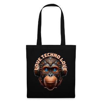 LOVE TECHNO LOVE – Cool Orangutan with Headphones! - Tote Bag - black - Front