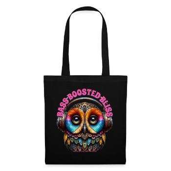 BASS BOOSTED BLISS – Cute Owl with Headphones! - Tote Bag - black - Front
