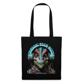 MESOZOIC TECH HOUSE – Cool T-REX with Headphones! - Tote Bag - black - Front