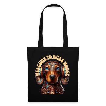 WELCOME TO BASS HOUSE - Dachshund with Headphones! - Tote Bag - black - Front
