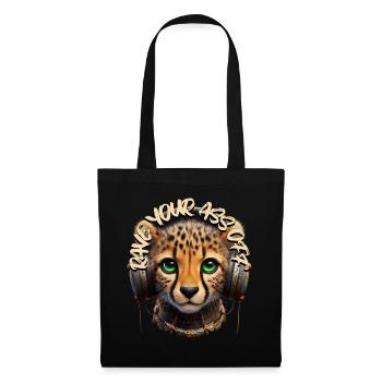 RAVE YOUR ASS OFF - Cute Cheetah with Headphones! - Tote Bag - black - Front