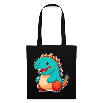 Niedlicher Comic Dinosaurier - Stoffbeutel - Schwarz - Vorne