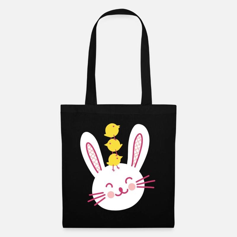 Lapin de Pâques et trois poussins mignons - Sac en tissu - noir