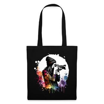 fille qui aime la photographie - Sac en tissu - noir - Devant