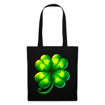Trèfle à quatre feuilles - Sac en tissu - noir - Devant