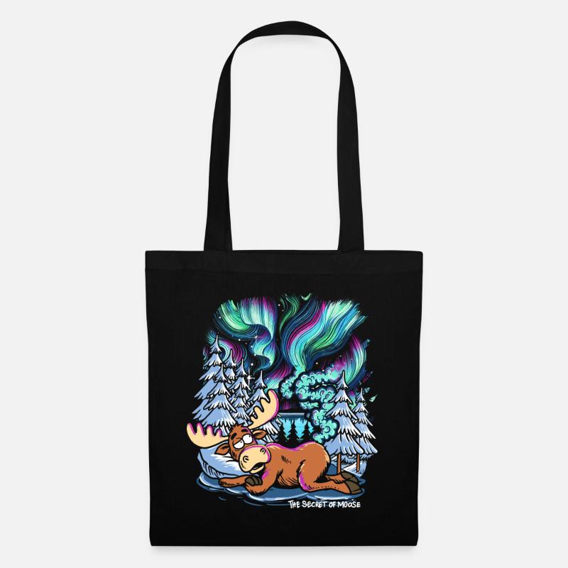 Northern Lights - Moose - Aurora Borealis - Tote Bag - black