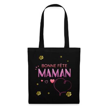 Bonne Fete Maman - Stoffbeutel - Schwarz - Vorne