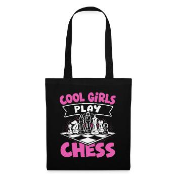 Joueur d’échecs Cool Girls Jouer aux échecs - Sac en tissu - noir - Devant