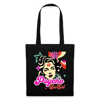 Psycho Sweet Vintage Pop-Art Design für Retro-Fans - Stoffbeutel - Schwarz - Vorne