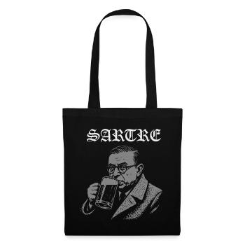 Vintage Sartre Drinking Beer Illustration - Tote Bag - black - Front