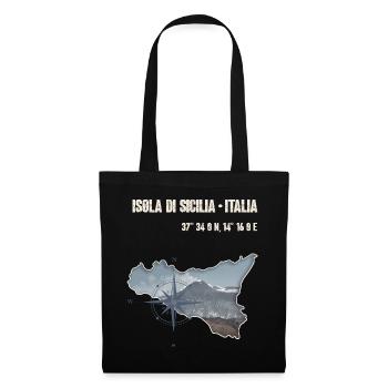 Isola di Sicilia Design Compass and Etna - Tote Bag - black - Front