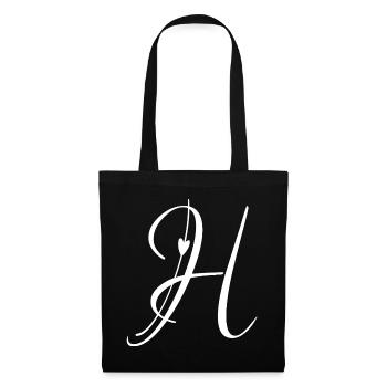 Letter H Initial Alphabet Monogram Pocket Face - Tote Bag - black - Front