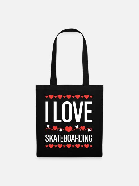 Ich liebe Skateboarding - Stoffbeutel - Schwarz