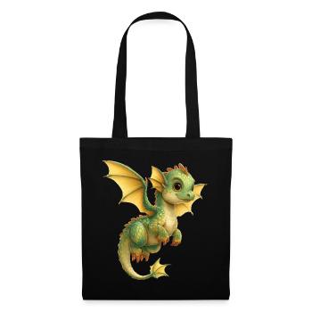 Drache - Stoffbeutel - Schwarz - Vorne