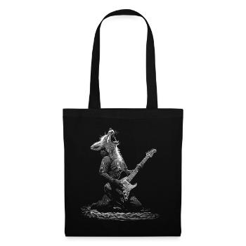 Wilder Fuchs spielt E-Gitarre - Rocker Geschenk - Stoffbeutel - Schwarz - Vorne
