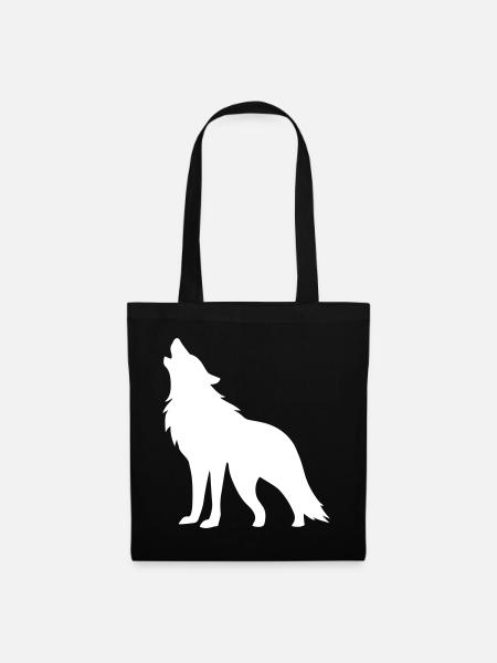 Wolf Silhouette - Stoffbeutel - Schwarz