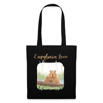 T-Shirt-Design „Capybara Love“ - Stoffbeutel - Schwarz - Vorne