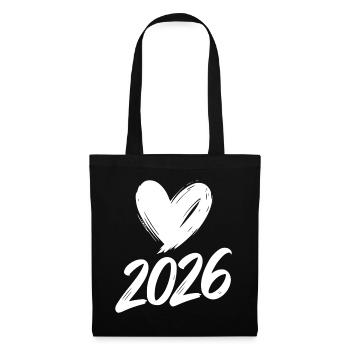 2026 Herz  - Stoffbeutel - Schwarz - Vorne
