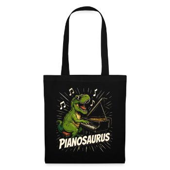 Spaßiger Pianist-Dinosaurier - Stoffbeutel - Schwarz - Vorne