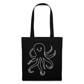 Dessin au trait : pieuvre joyeuse - Sac en tissu - noir - Devant