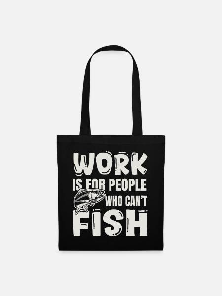 Pêche humour - Cadeau collègue pêcheur - Sac en tissu - noir