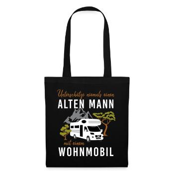 Unterschätze niemals alten Mann mit Wohnmobil - Stoffbeutel - Schwarz - Vorne