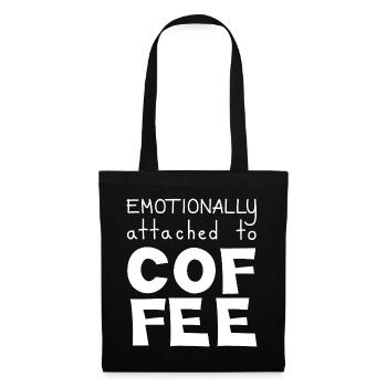 Attaché émotionnellement au café, blanc - Sac en tissu - noir - Devant