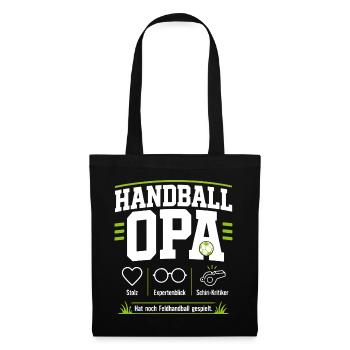 Handballopa Geschenk – Stolz & Expertenblick - Stoffbeutel - Schwarz - Vorne
