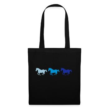 Trois chevaux au galop - Sac en tissu - noir - Devant