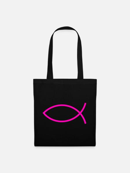 Jesusfisch pink Ichthys Jesus Fisch - Stoffbeutel - Schwarz