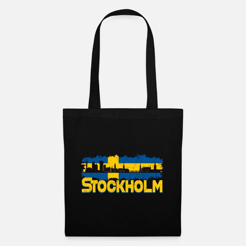 Stockholm Skyline - Stoffbeutel - Schwarz