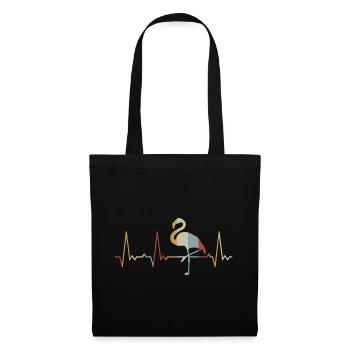 Herzschlag Flamingo - Stoffbeutel - Schwarz - Vorne