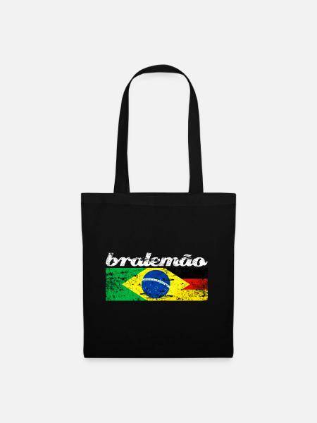 Bralemão Flaggenherz Deutschland Brasilien - Stoffbeutel - Schwarz