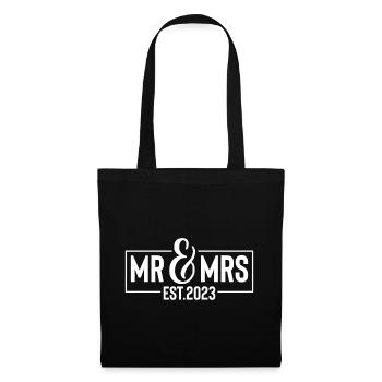 Mr & Mrs EST. 2023 Heirat Ehe Paar Hochzeit - Stoffbeutel - Schwarz - Vorne