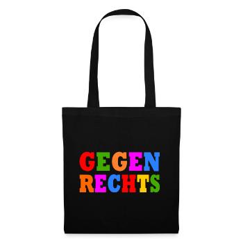 Gegen rechts - Stoffbeutel - Schwarz - Vorne