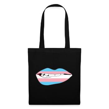 Biting Lips - Transgender Flag - Tote Bag - black - Front