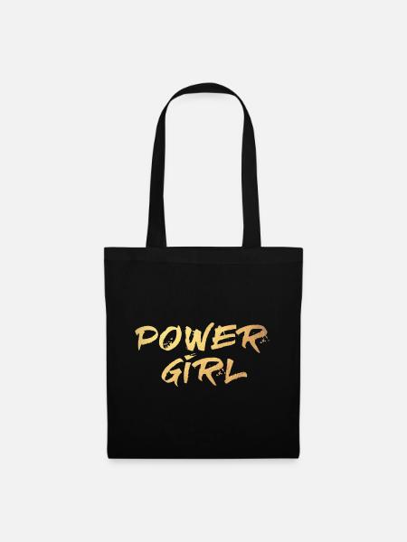 Power Girl Gold Mädchen Energie Handschrift deluxe - Stoffbeutel - Schwarz