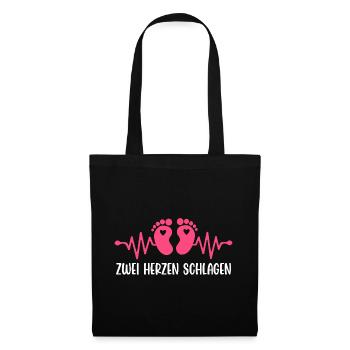 Expectant mother TWO HEARTS BEAT Funny - Tote Bag - black - Front