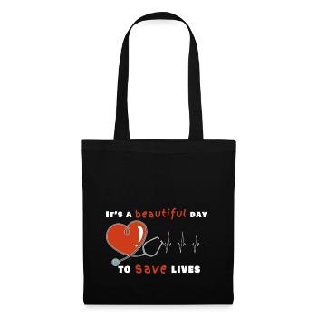 Docteur infirmière soignante Docteur battement cardiaque - Sac en tissu - noir - Devant