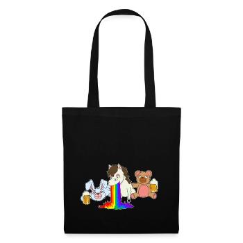 Rainbow Pferd Bär Hase Junggesellenabschied Bier - Stoffbeutel - Schwarz - Vorne