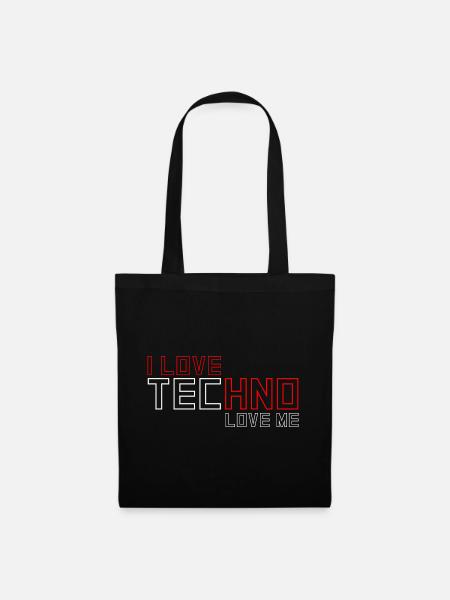 I Love Techno - Stoffbeutel - Schwarz