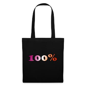 100 Prozent lesbisch - Stoffbeutel - Schwarz - Vorne