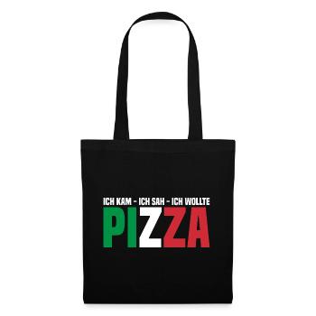 Manger de la pizza - Sac en tissu - noir - Devant