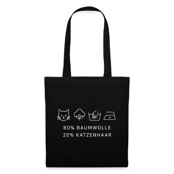 80% Baumwolle 20% Katzenhaar Katzen Shirt - Stoffbeutel - Schwarz - Vorne