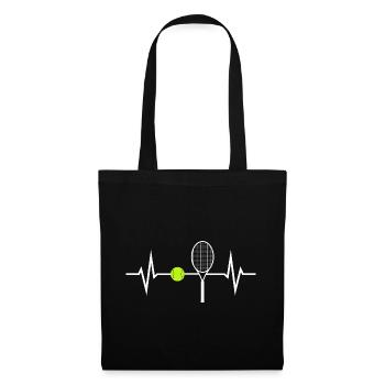 Tennis Love ECG Heartbeat Heart Rate Pulse - Tote Bag - black - Front