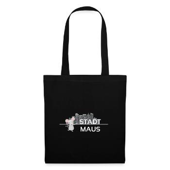 Stadtmaus Skyline Geschenkidee - Stoffbeutel - Schwarz - Vorne